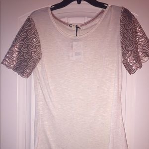 CREAM SEQUIN TOP - WITH TAGS